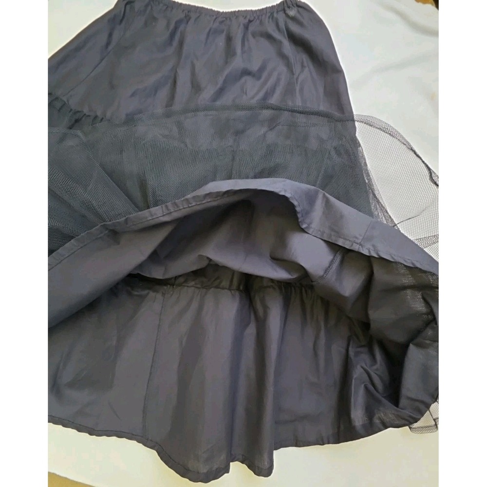 Vtg Laura Ashley Petticoat Black Cotton Tulle Great Britain 80s 90 Whimsygoth - Picture 15 of 15